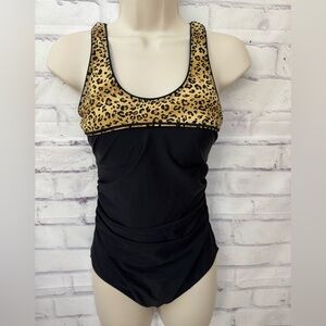 Shore Shapes Swimwear Size 8 Slimming Black Leopard‎ One Price Lined Swimsuit